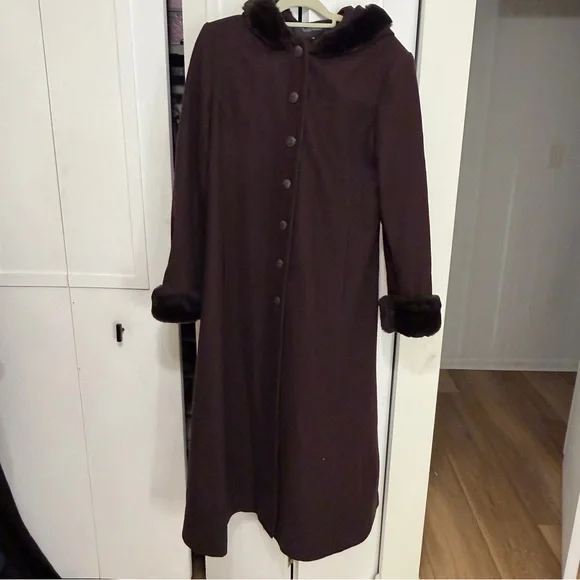 DonnyBrook Faux Fur Trimmed Wool Coat - Picture 2 of 7